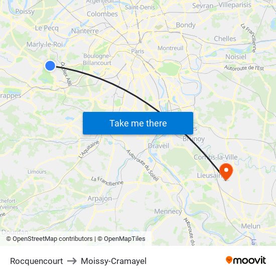 Rocquencourt to Moissy-Cramayel map