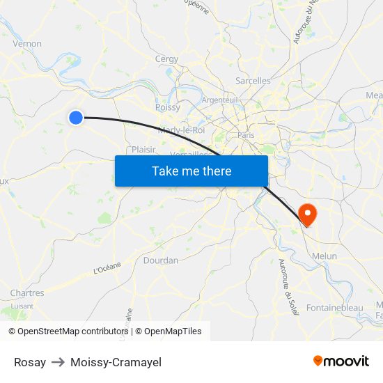 Rosay to Moissy-Cramayel map