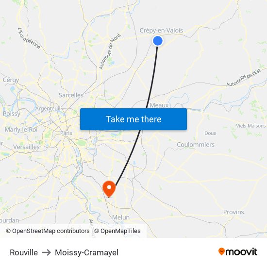 Rouville to Moissy-Cramayel map