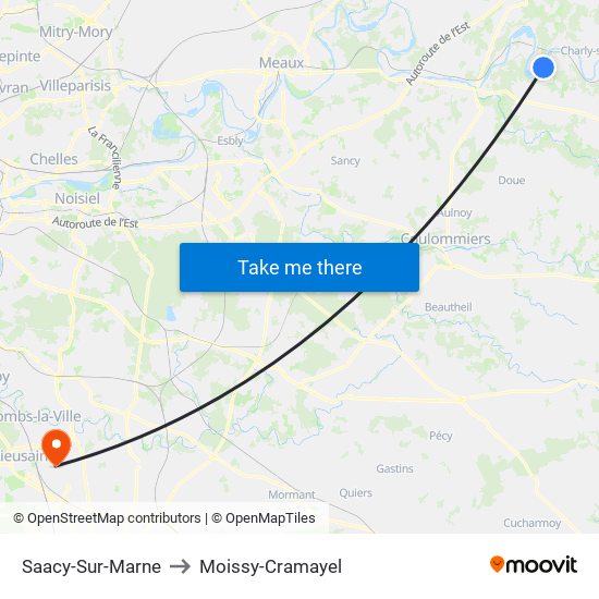 Saacy-Sur-Marne to Moissy-Cramayel map