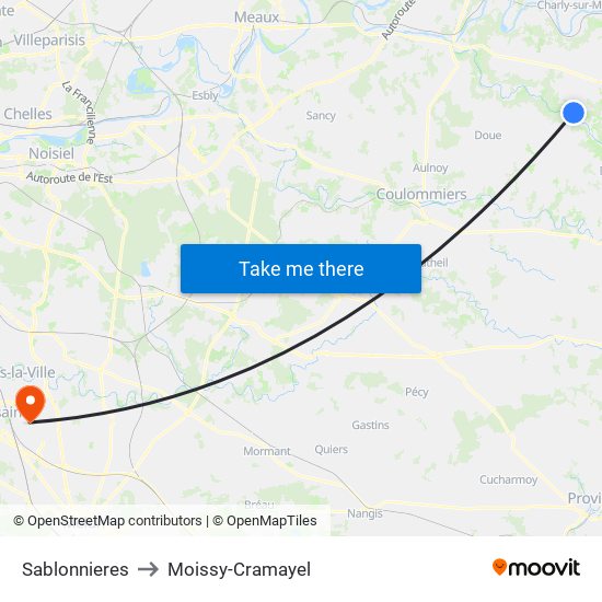 Sablonnieres to Moissy-Cramayel map