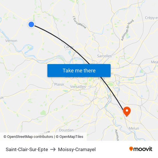 Saint-Clair-Sur-Epte to Moissy-Cramayel map