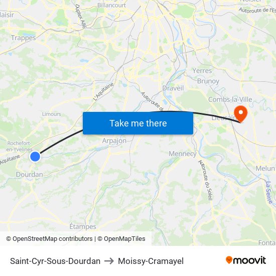Saint-Cyr-Sous-Dourdan to Moissy-Cramayel map