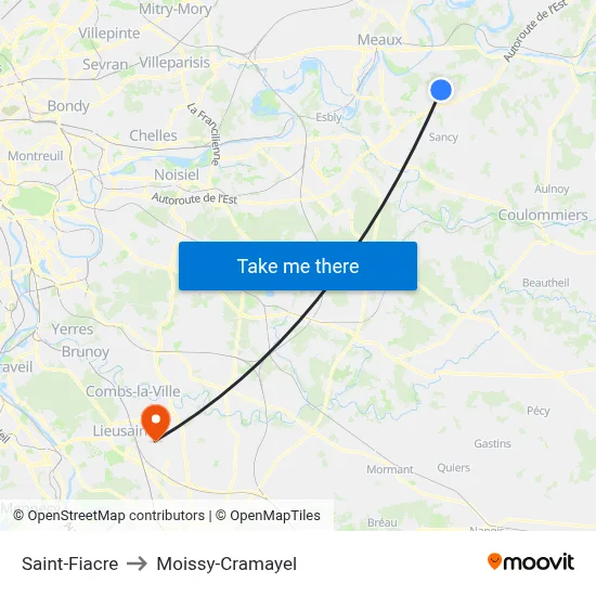Saint-Fiacre to Moissy-Cramayel map