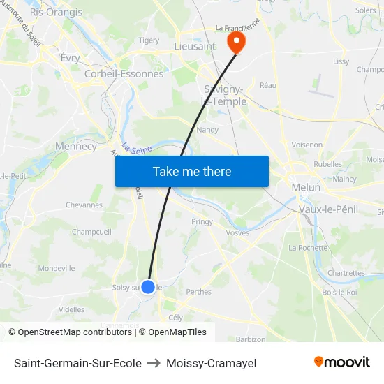 Saint-Germain-Sur-Ecole to Moissy-Cramayel map