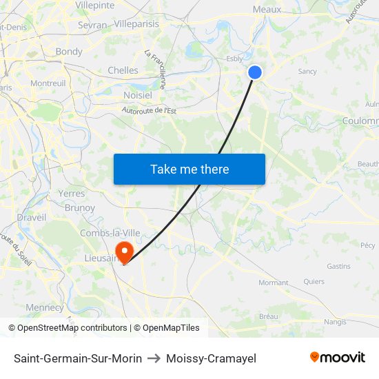 Saint-Germain-Sur-Morin to Moissy-Cramayel map