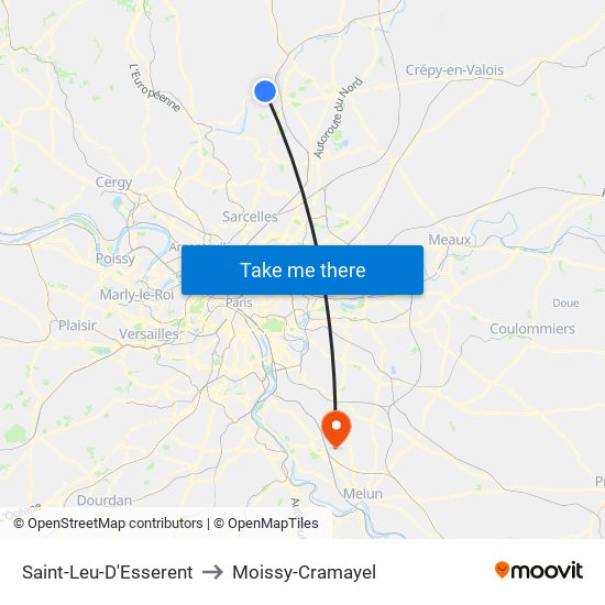 Saint-Leu-D'Esserent to Moissy-Cramayel map