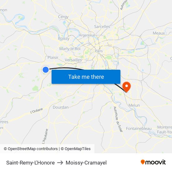 Saint-Remy-L'Honore to Moissy-Cramayel map