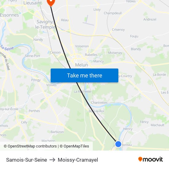 Samois-Sur-Seine to Moissy-Cramayel map