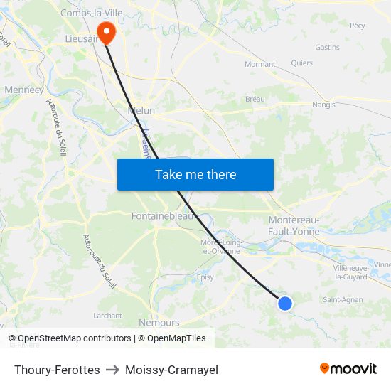 Thoury-Ferottes to Moissy-Cramayel map