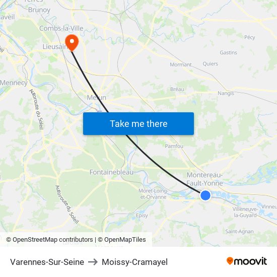 Varennes-Sur-Seine to Moissy-Cramayel map