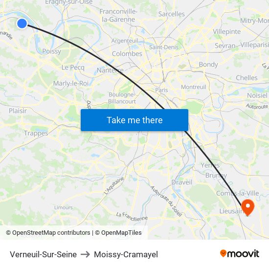 Verneuil-Sur-Seine to Moissy-Cramayel map