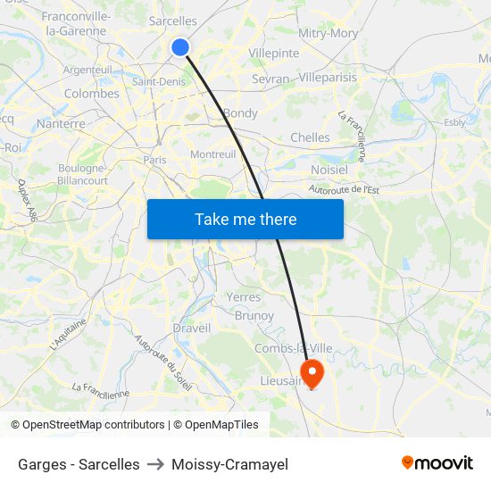 Garges - Sarcelles to Moissy-Cramayel map