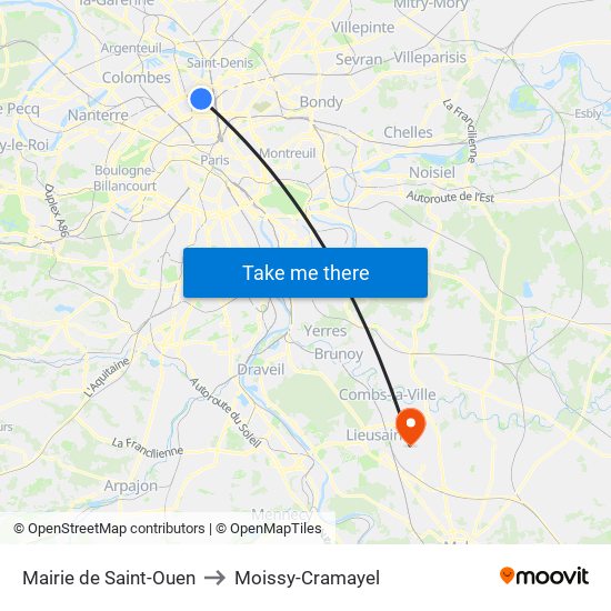 Mairie de Saint-Ouen to Moissy-Cramayel map