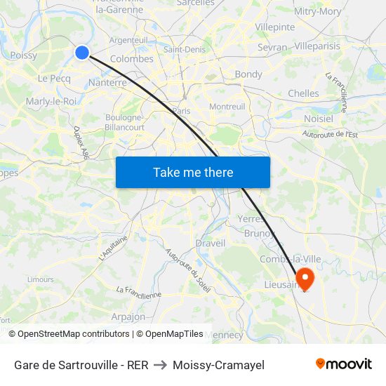 Gare de Sartrouville - RER to Moissy-Cramayel map