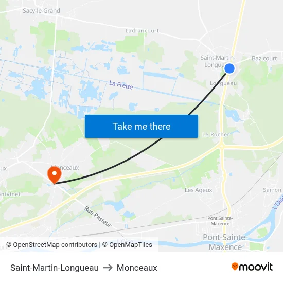 Saint-Martin-Longueau to Monceaux map
