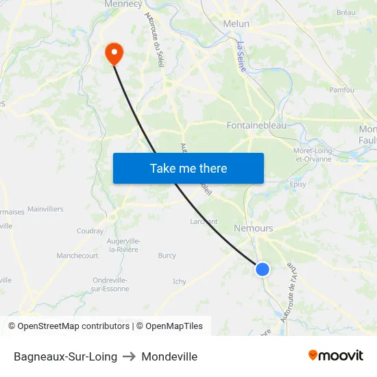 Bagneaux-Sur-Loing to Mondeville map