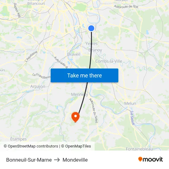 Bonneuil-Sur-Marne to Mondeville map