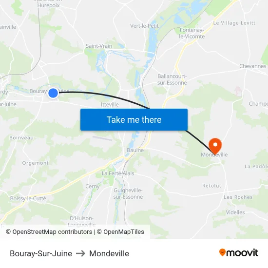 Bouray-Sur-Juine to Mondeville map