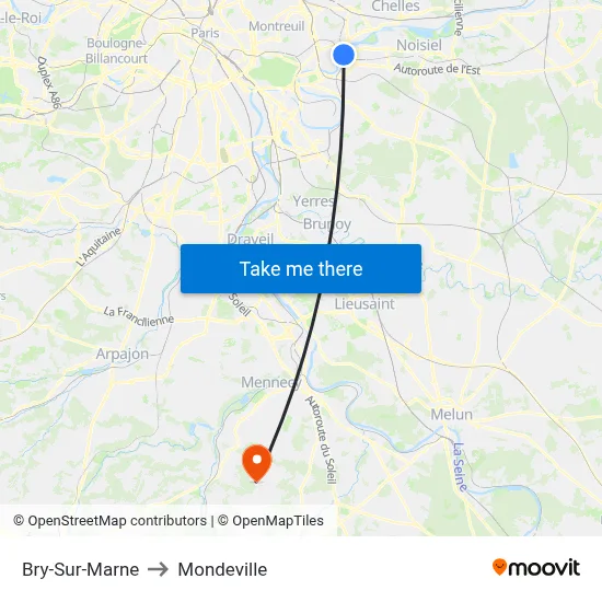 Bry-Sur-Marne to Mondeville map