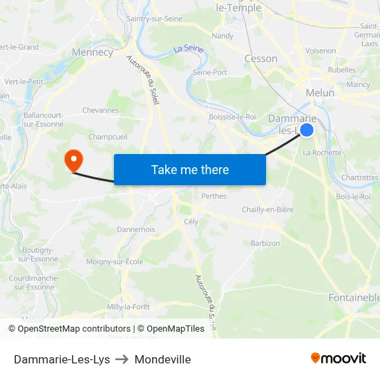 Dammarie-Les-Lys to Mondeville map