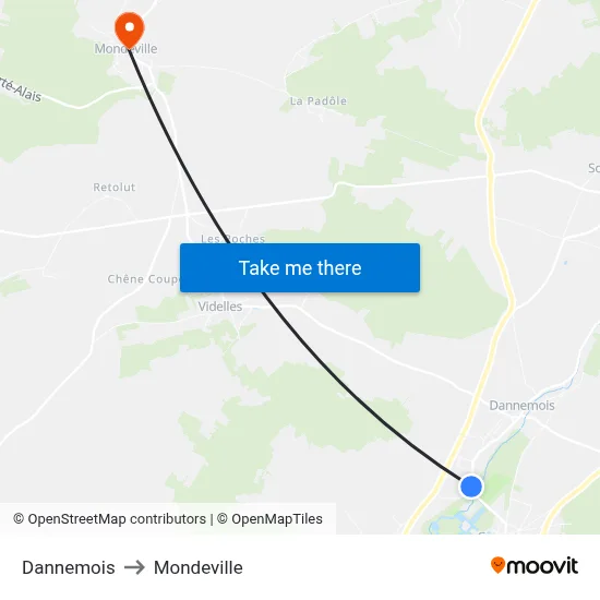 Dannemois to Mondeville map