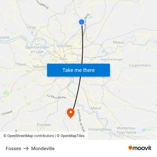Fosses to Mondeville map