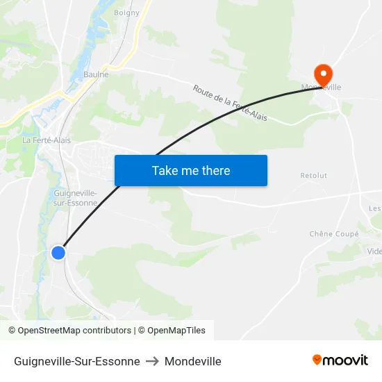 Guigneville-Sur-Essonne to Mondeville map