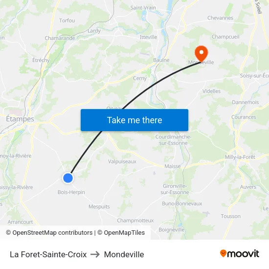 La Foret-Sainte-Croix to Mondeville map