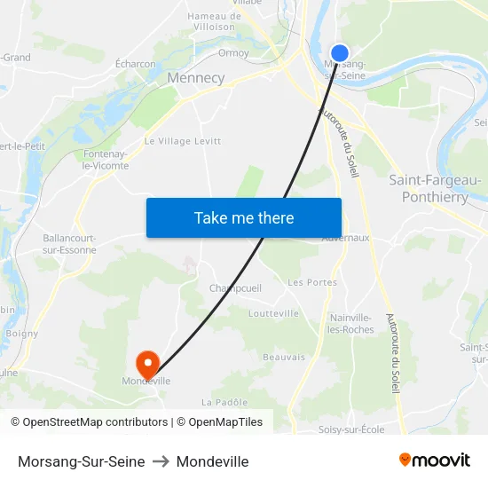 Morsang-Sur-Seine to Mondeville map