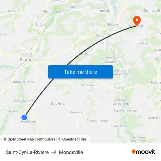 Saint-Cyr-La-Riviere to Mondeville map