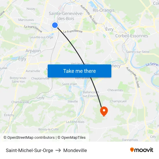 Saint-Michel-Sur-Orge to Mondeville map