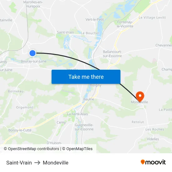 Saint-Vrain to Mondeville map