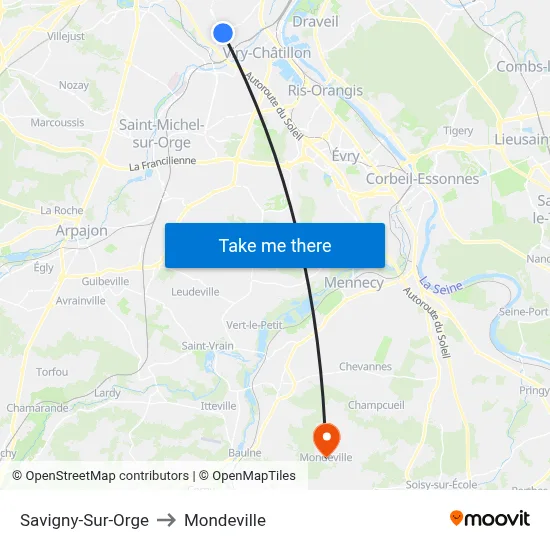 Savigny-Sur-Orge to Mondeville map
