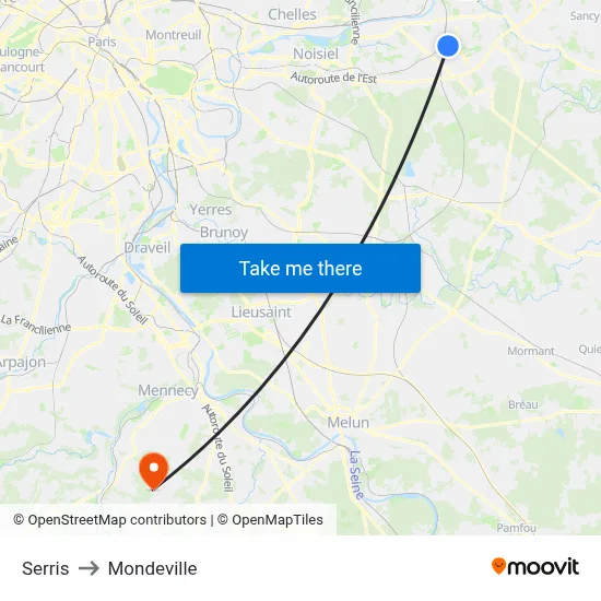 Serris to Mondeville map