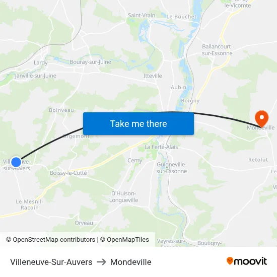 Villeneuve-Sur-Auvers to Mondeville map