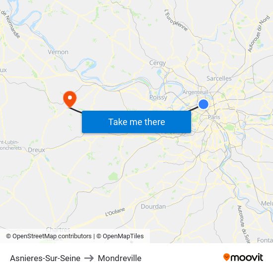 Asnieres-Sur-Seine to Mondreville map