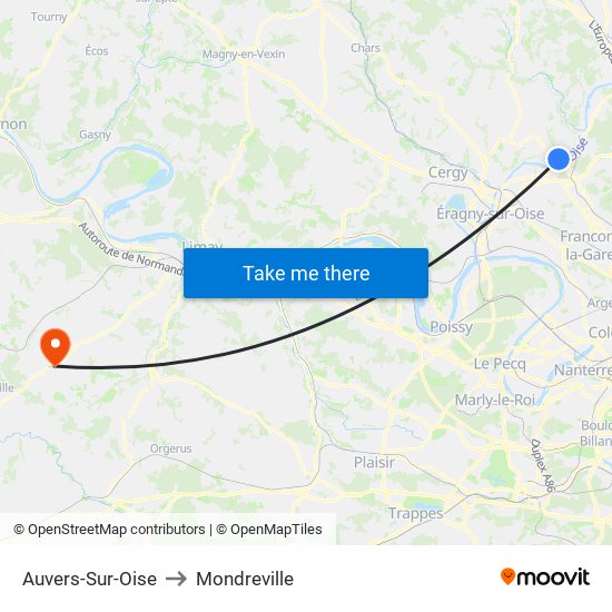 Auvers-Sur-Oise to Mondreville map