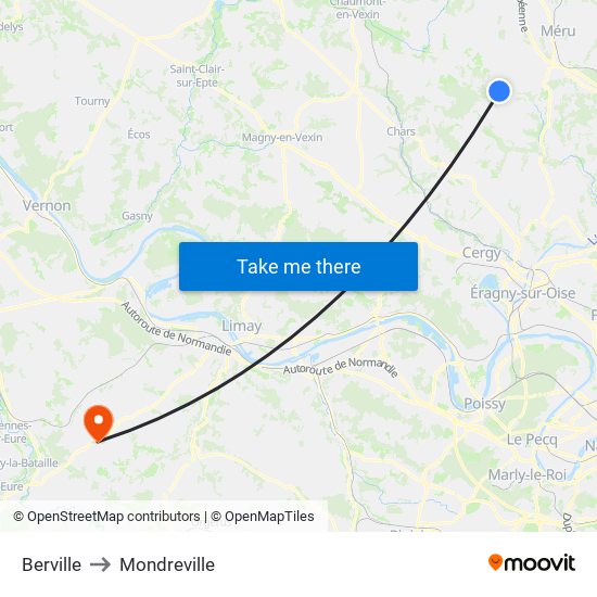 Berville to Mondreville map