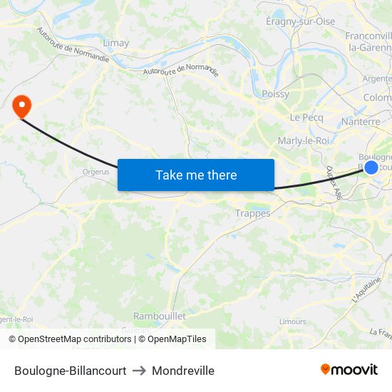 Boulogne-Billancourt to Mondreville map