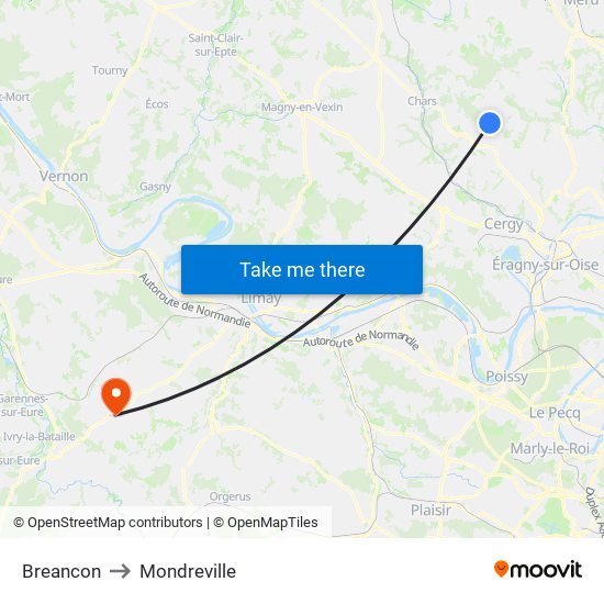 Breancon to Mondreville map