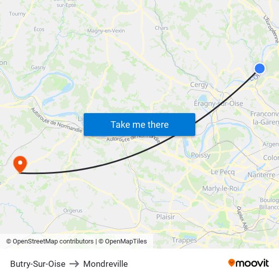 Butry-Sur-Oise to Mondreville map