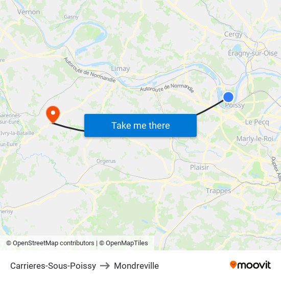 Carrieres-Sous-Poissy to Mondreville map