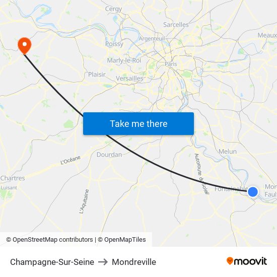 Champagne-Sur-Seine to Mondreville map