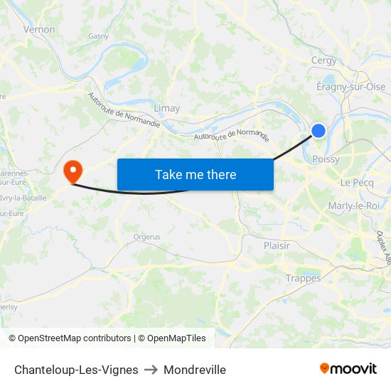Chanteloup-Les-Vignes to Mondreville map