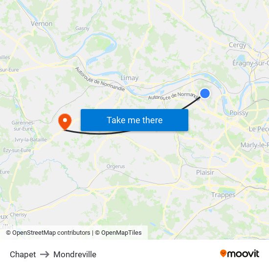 Chapet to Mondreville map