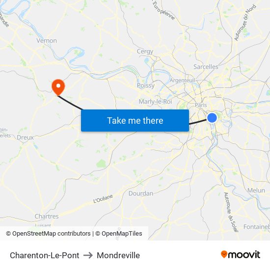 Charenton-Le-Pont to Mondreville map