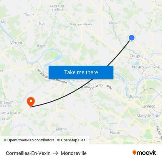 Cormeilles-En-Vexin to Mondreville map