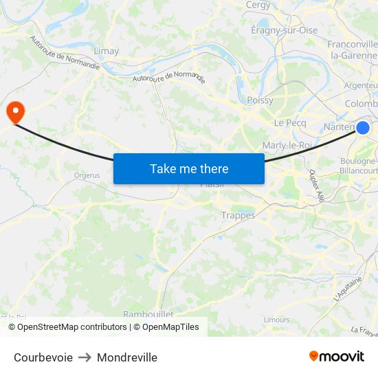 Courbevoie to Mondreville map