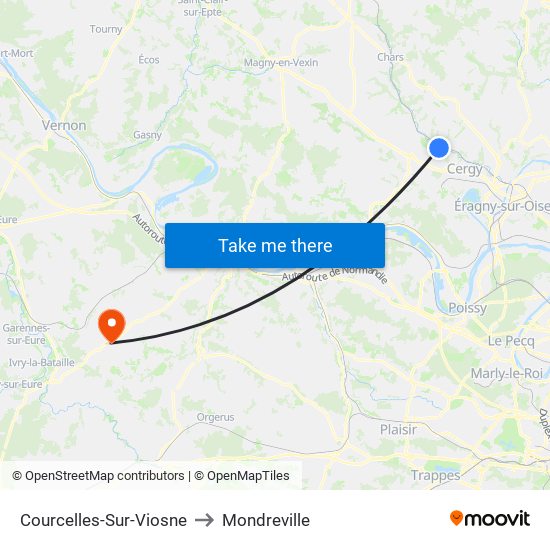 Courcelles-Sur-Viosne to Mondreville map